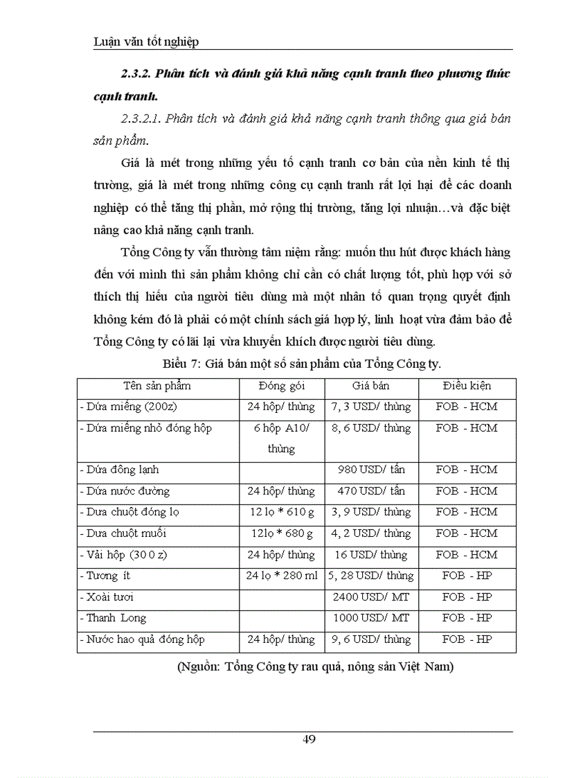 image for page Khảo sát và đánh giá Thực trạng khả năng cạnh tranh mặt hàng rau quả Tổng công ty rau quả, nông sản Việt Nam