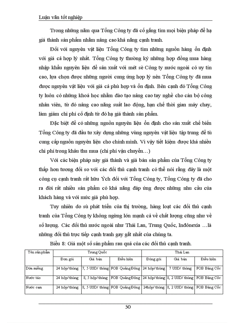 image for page Khảo sát và đánh giá Thực trạng khả năng cạnh tranh mặt hàng rau quả Tổng công ty rau quả, nông sản Việt Nam