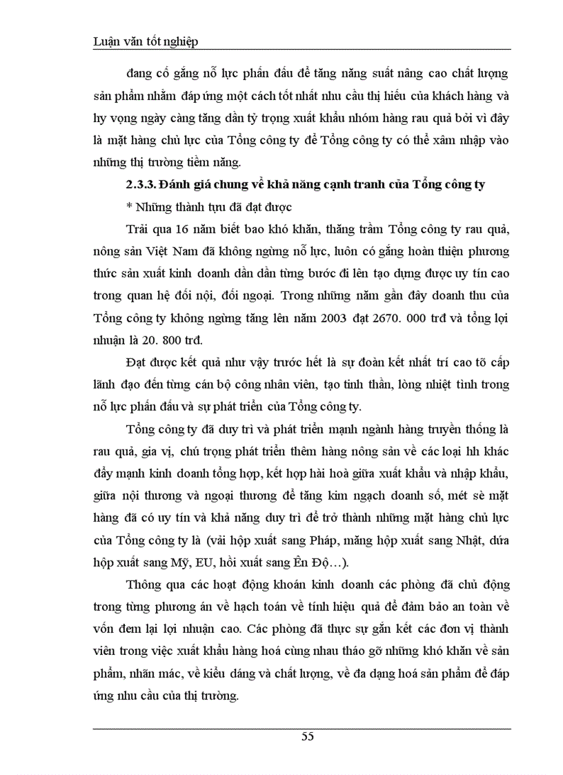 image for page Khảo sát và đánh giá Thực trạng khả năng cạnh tranh mặt hàng rau quả Tổng công ty rau quả, nông sản Việt Nam