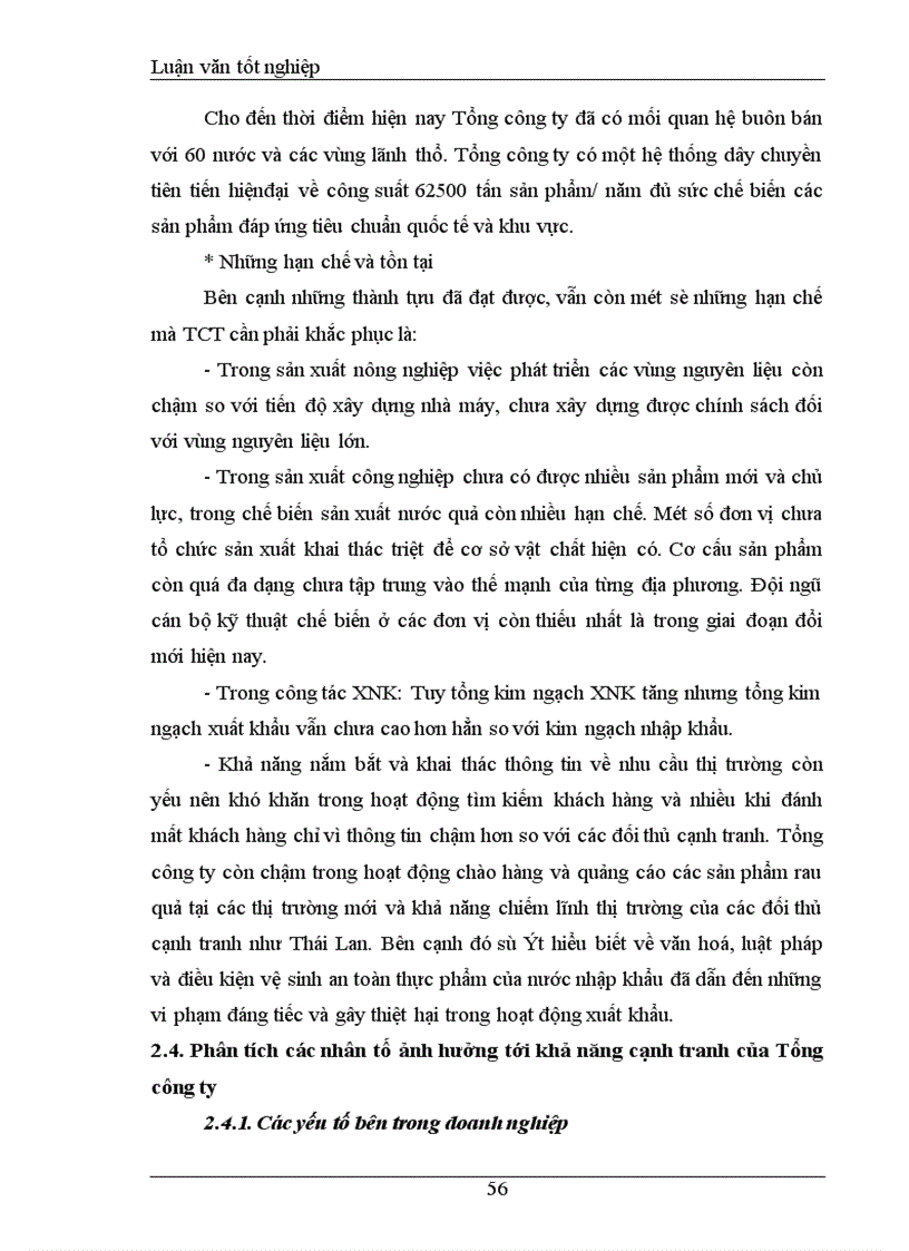 image for page Khảo sát và đánh giá Thực trạng khả năng cạnh tranh mặt hàng rau quả Tổng công ty rau quả, nông sản Việt Nam