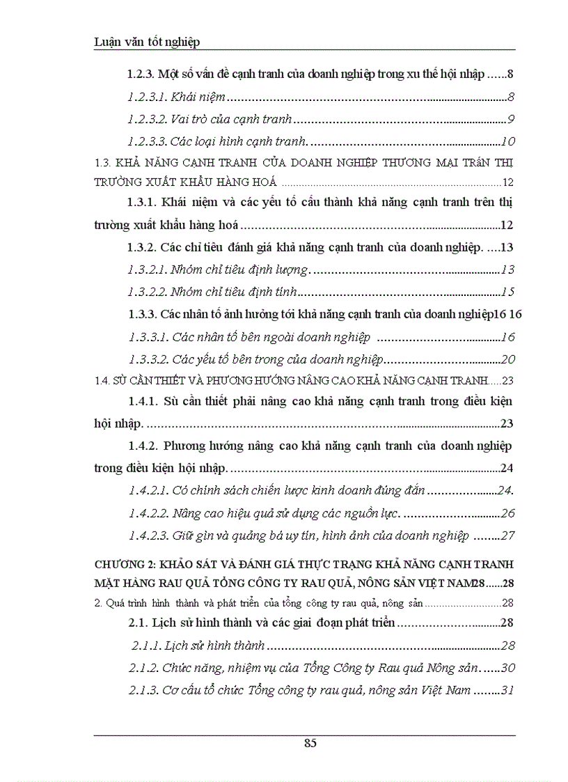 image for page Khảo sát và đánh giá Thực trạng khả năng cạnh tranh mặt hàng rau quả Tổng công ty rau quả, nông sản Việt Nam