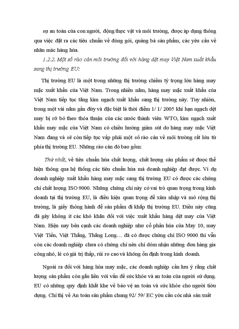 image for page Các rào cản môi trường đối với hàng dệt may xuất khẩu Việt Nam