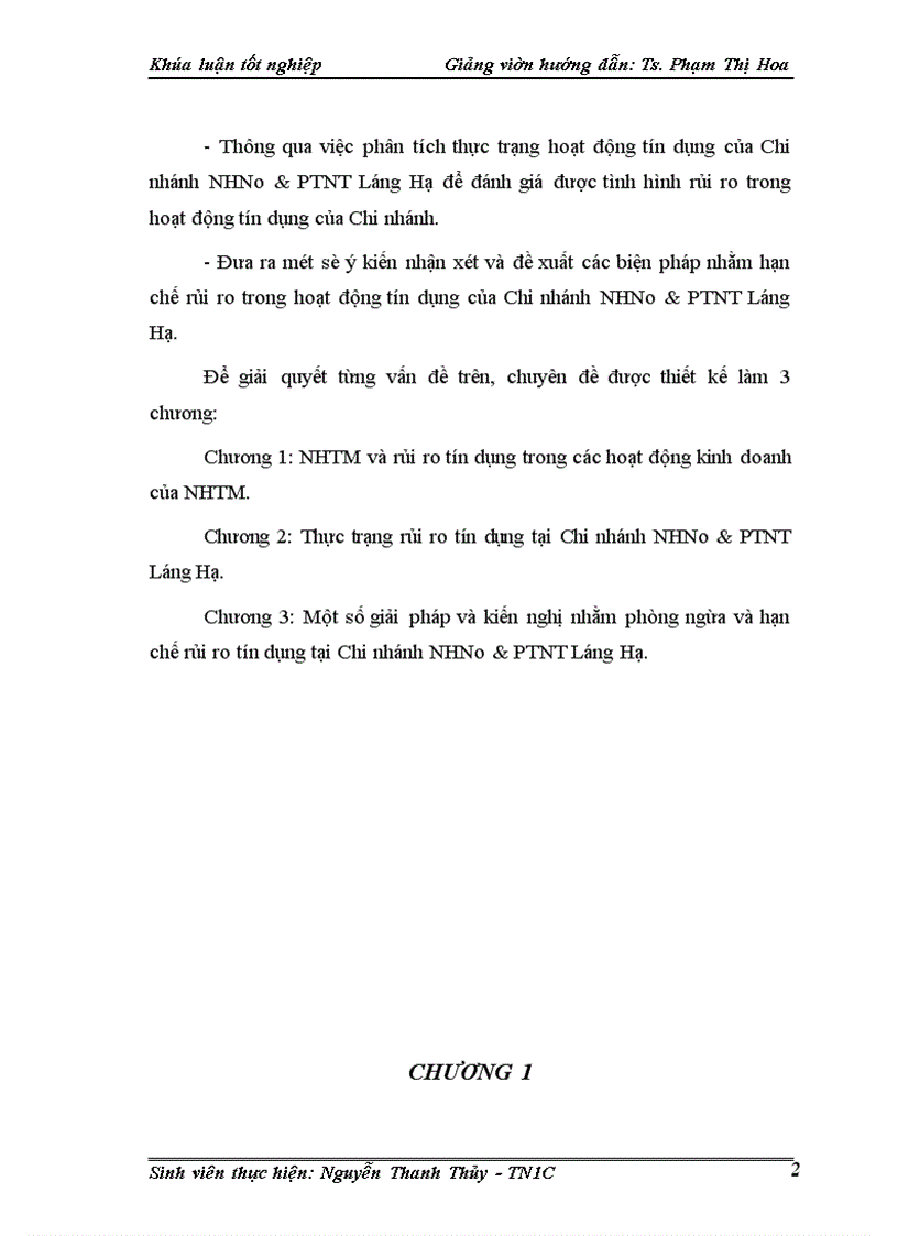 image for page Một số giải pháp phòng ngừa và hạn chế rủi ro tín dụng tại Chi nhánh Ngân hàng nông nghiệp và phát triển nông thôn Láng Hạ.