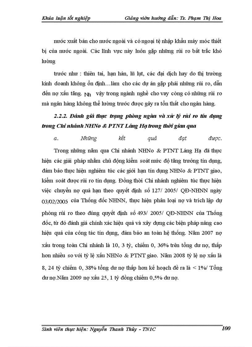 image for page Một số giải pháp phòng ngừa và hạn chế rủi ro tín dụng tại Chi nhánh Ngân hàng nông nghiệp và phát triển nông thôn Láng Hạ.