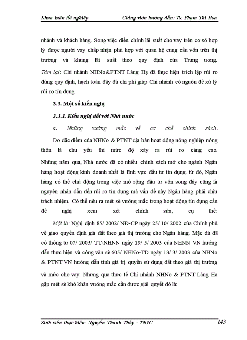 image for page Một số giải pháp phòng ngừa và hạn chế rủi ro tín dụng tại Chi nhánh Ngân hàng nông nghiệp và phát triển nông thôn Láng Hạ.