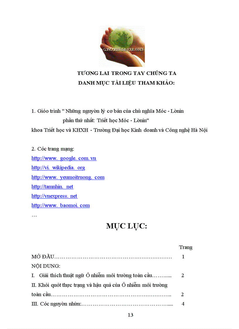 image for page Những giải pháp phòng chống Ô nhiễm môi trường toàn cầu.