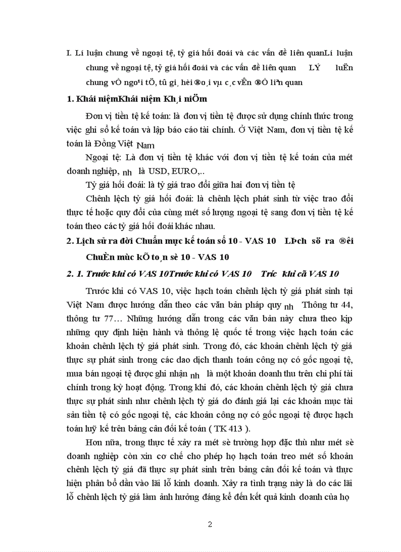 Ảnh hưởng của việc thay đổi tỷ giá hối đoái lên báo cáo tài chính- Chuẩn mực kế toán số 10 Nội dung I