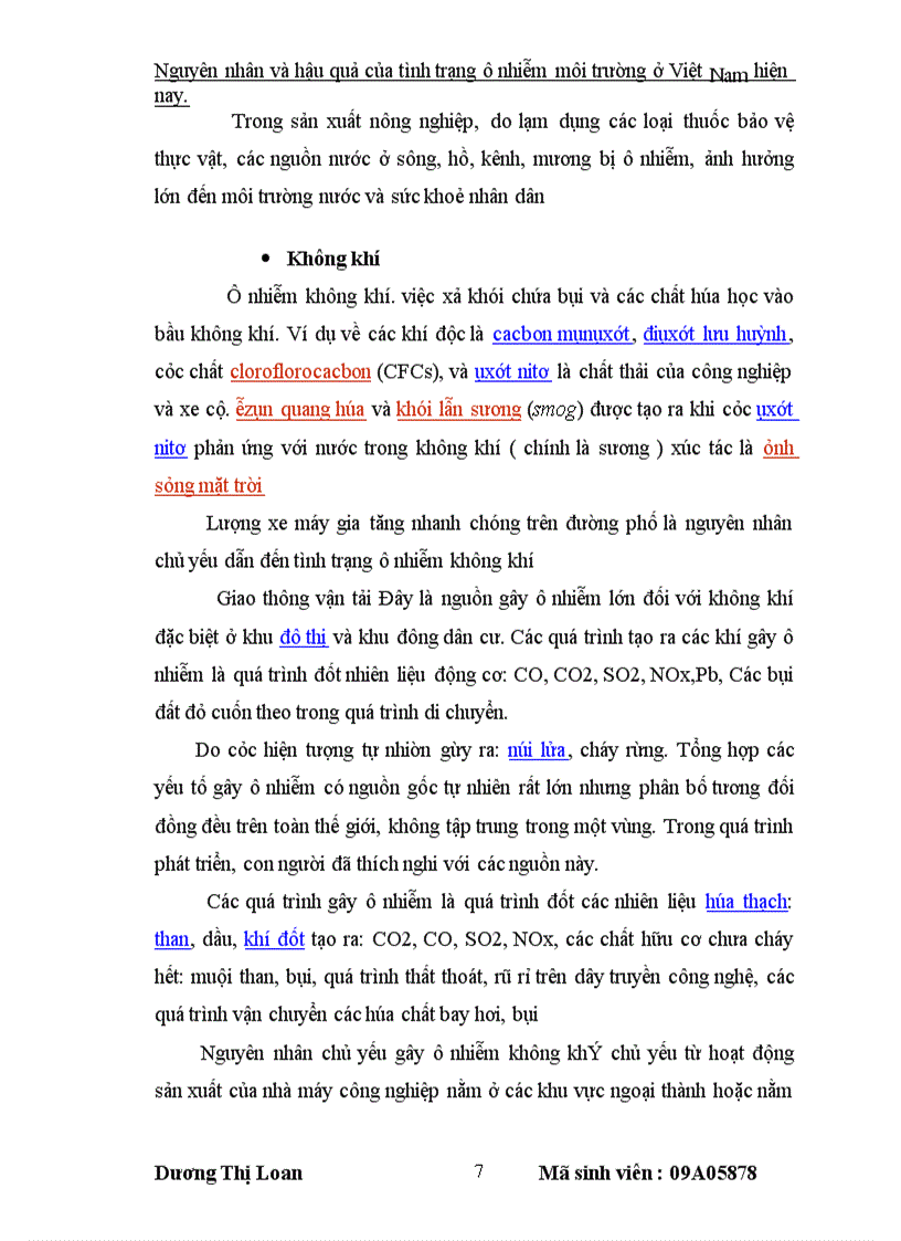 image for page Nguyên nhân và hậu quả của tình trạng ô nhiễm môi trường ở Việt Nam hiện nay.