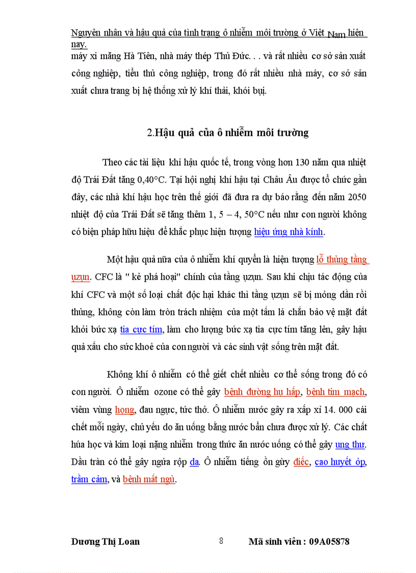 image for page Nguyên nhân và hậu quả của tình trạng ô nhiễm môi trường ở Việt Nam hiện nay.