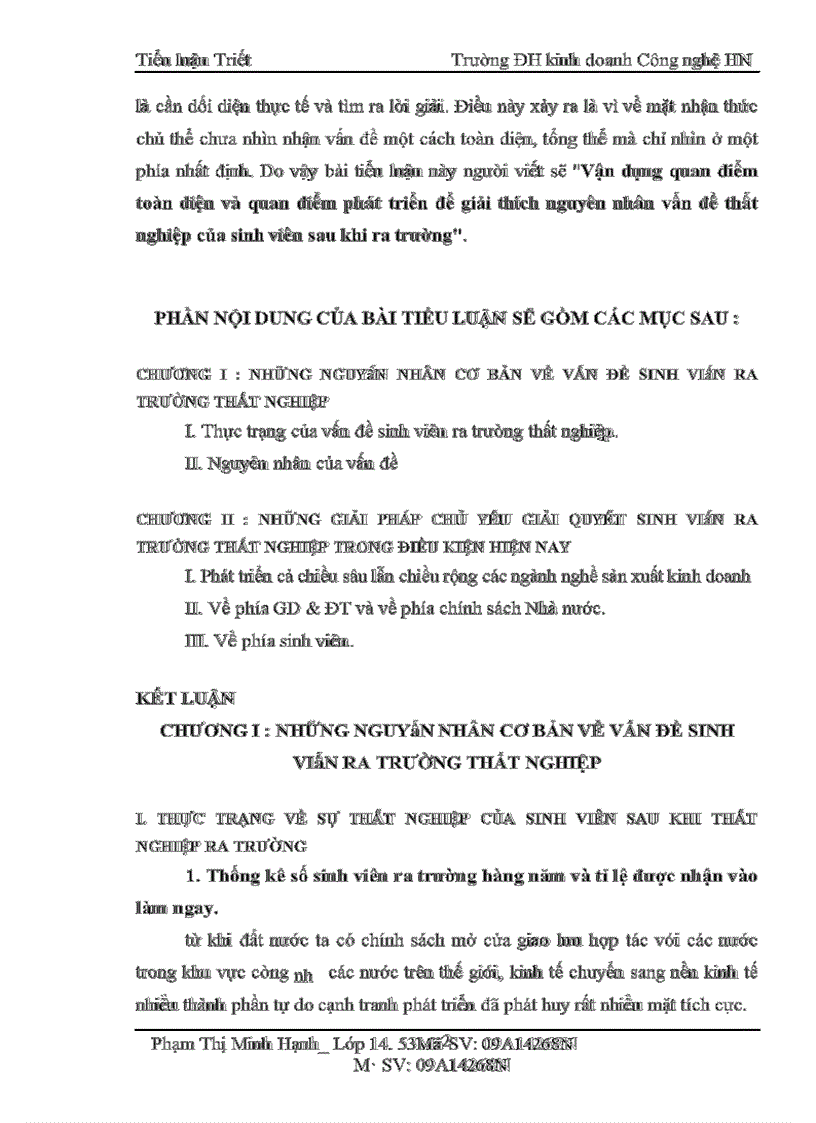 image for page Vận dụng quan điểm toàn diện và quan điểm phát triển để giải thích nguyên nhân vấn đề thất nghiệp của sinh viên sau khi ra trường