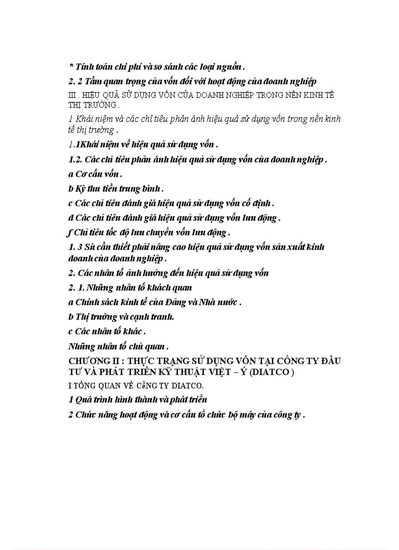 image for page Giải pháp nhằm góp phần nâng cao hiệu quả sử dụng vốn tại công ty đầu tư và phát triển kỹ thuật việt - ý ( diatco ).