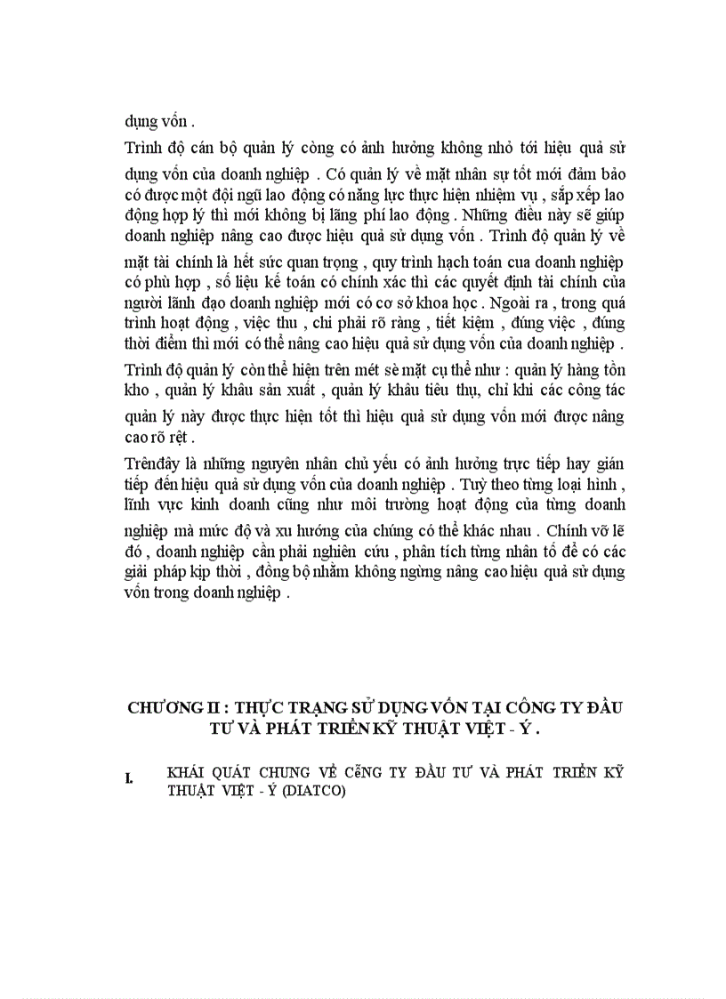 image for page Giải pháp nhằm góp phần nâng cao hiệu quả sử dụng vốn tại công ty đầu tư và phát triển kỹ thuật việt - ý ( diatco ).