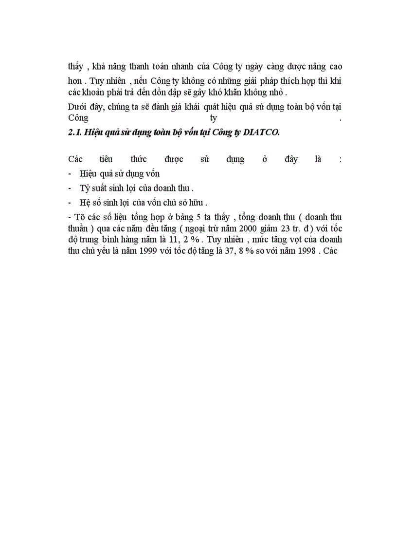 image for page Giải pháp nhằm góp phần nâng cao hiệu quả sử dụng vốn tại công ty đầu tư và phát triển kỹ thuật việt - ý ( diatco ).