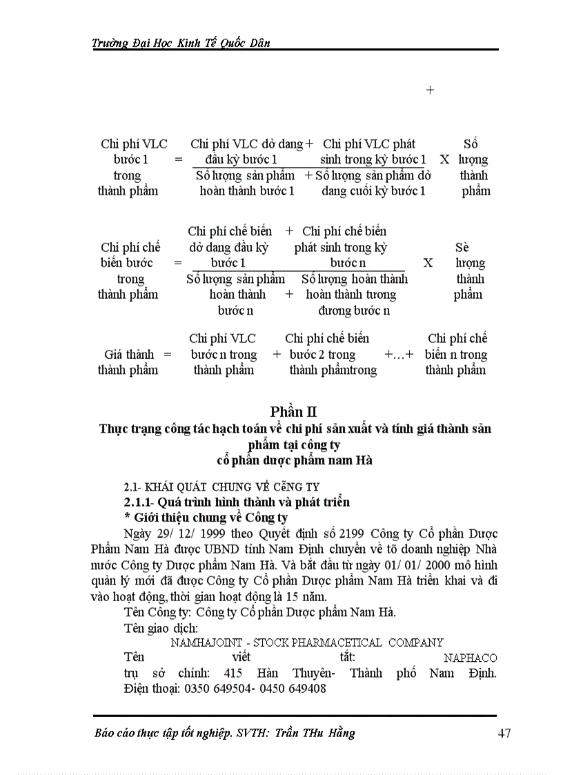 image for page Hoàn thiện công tác hạch toán tập hợp chi phí sản xuất và tính giá thành sản phẩm tại Công ty Cổ phần Dược phẩm Nam Hà