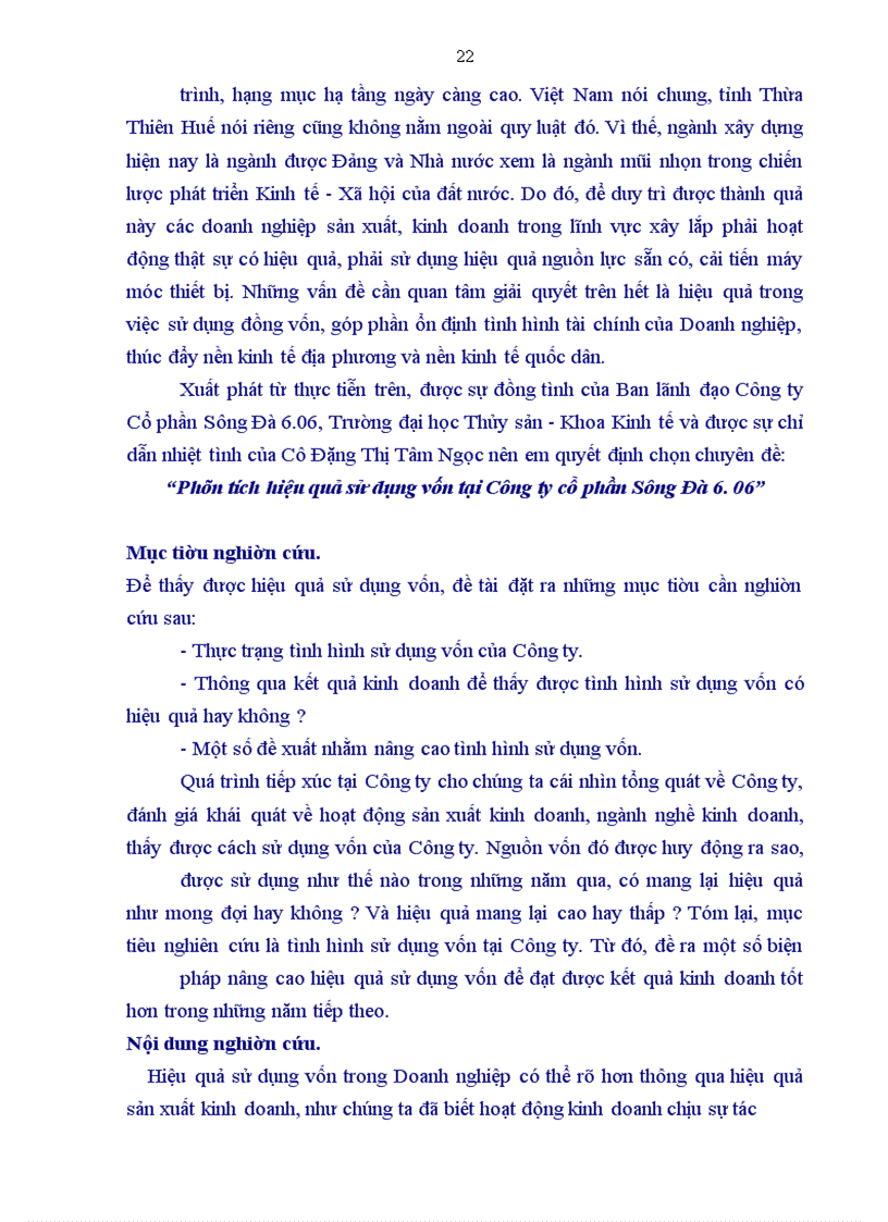 image for page Phân tích hiệu quả sử dụng vốn tại Công ty cổ phần Sông Đà 6.06