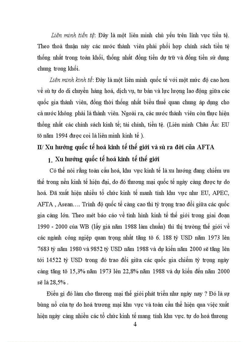 Xu hướng quốc tế hoá kinh tế thế giới và sự ra đời của AFTA