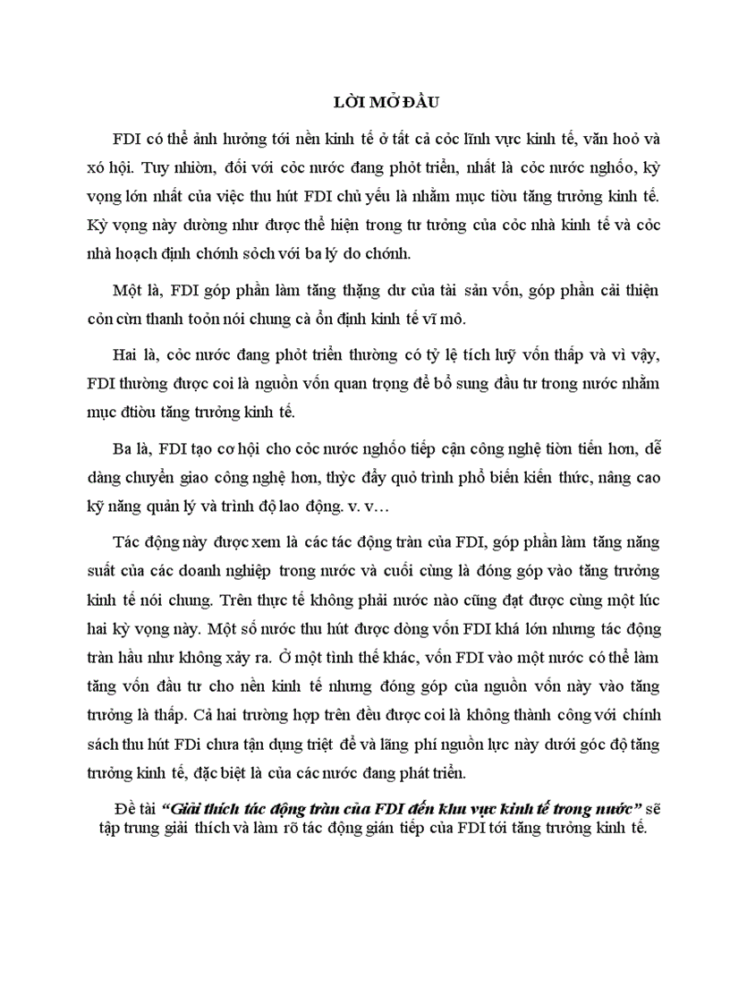 image for page Giải thích tác động tràn của FDI đến khu vực kinh tế trong nước