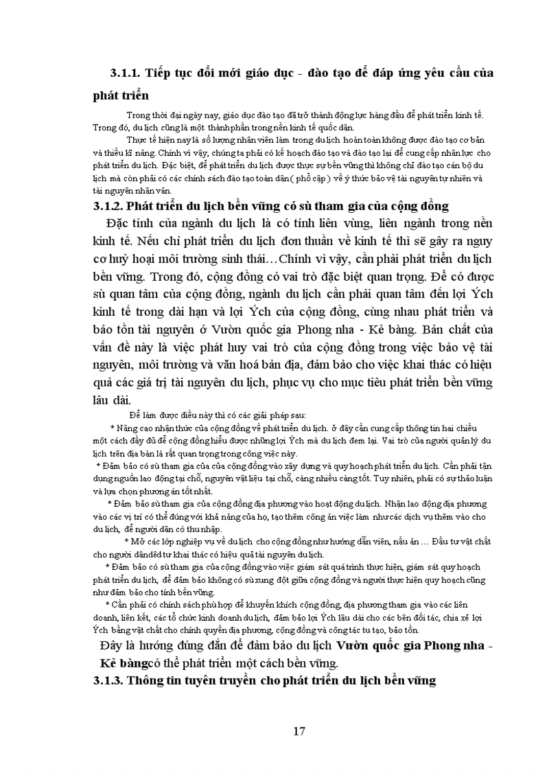 image for page Thực trạng các điều kiện để phát triển du lịch bền vững ở Vườn quốc gia Phong nha-Kẻ bàng