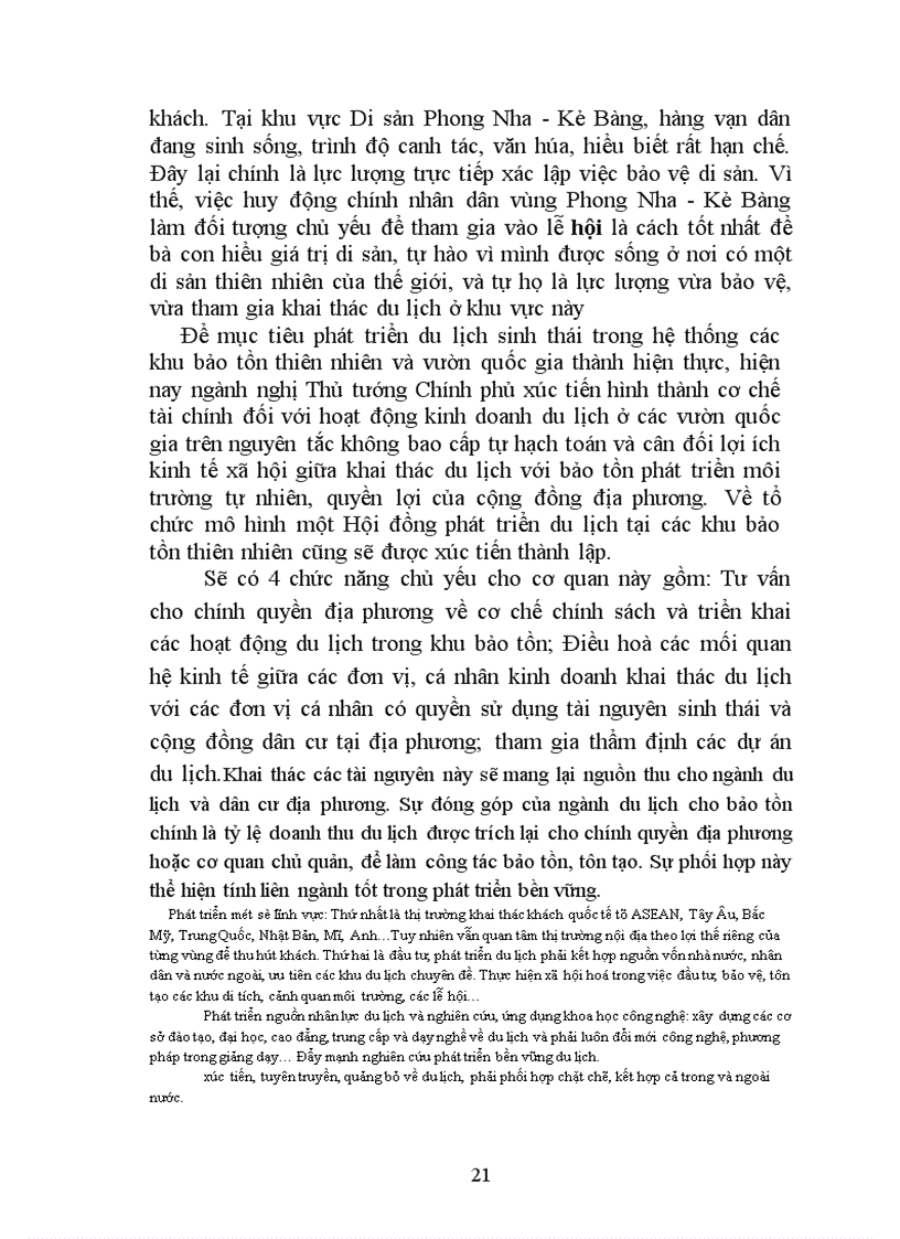 image for page Thực trạng các điều kiện để phát triển du lịch bền vững ở Vườn quốc gia Phong nha-Kẻ bàng