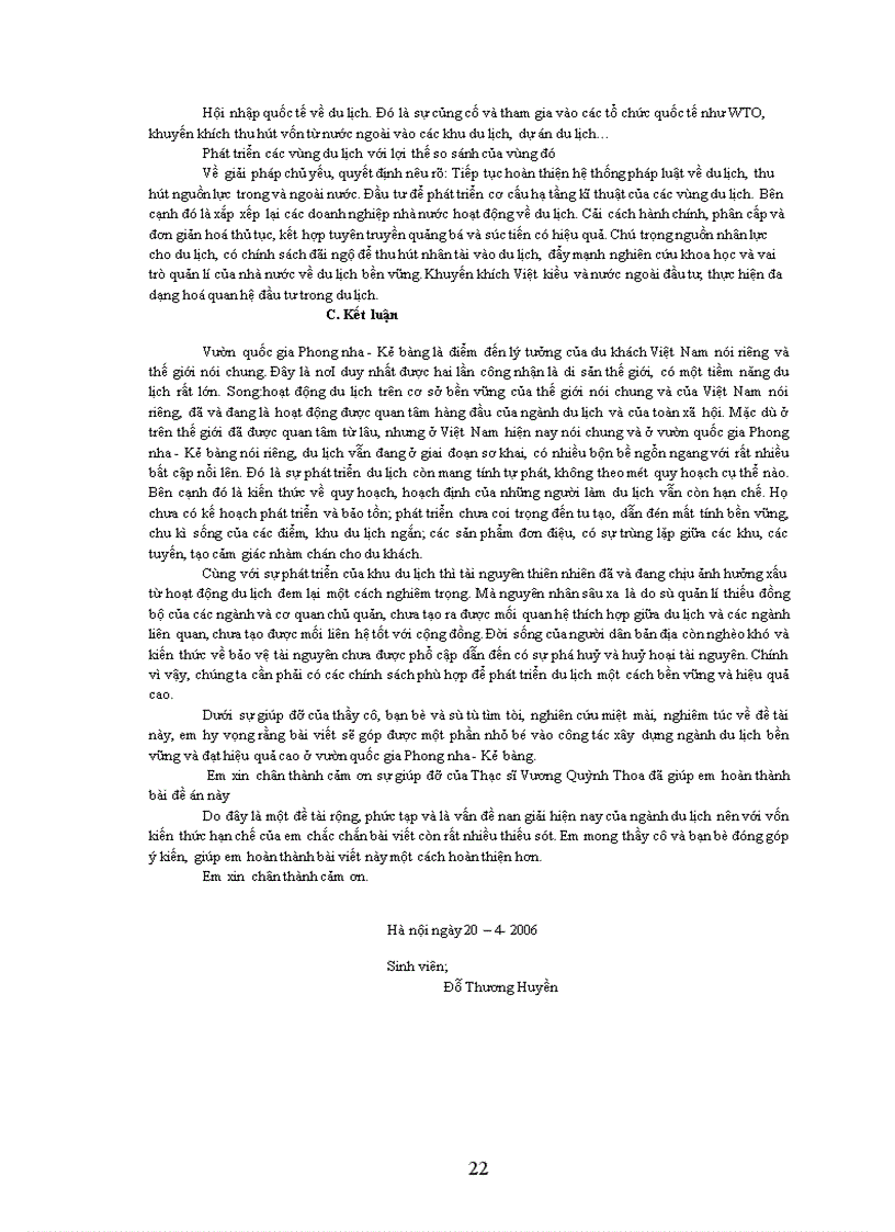 image for page Thực trạng các điều kiện để phát triển du lịch bền vững ở Vườn quốc gia Phong nha-Kẻ bàng
