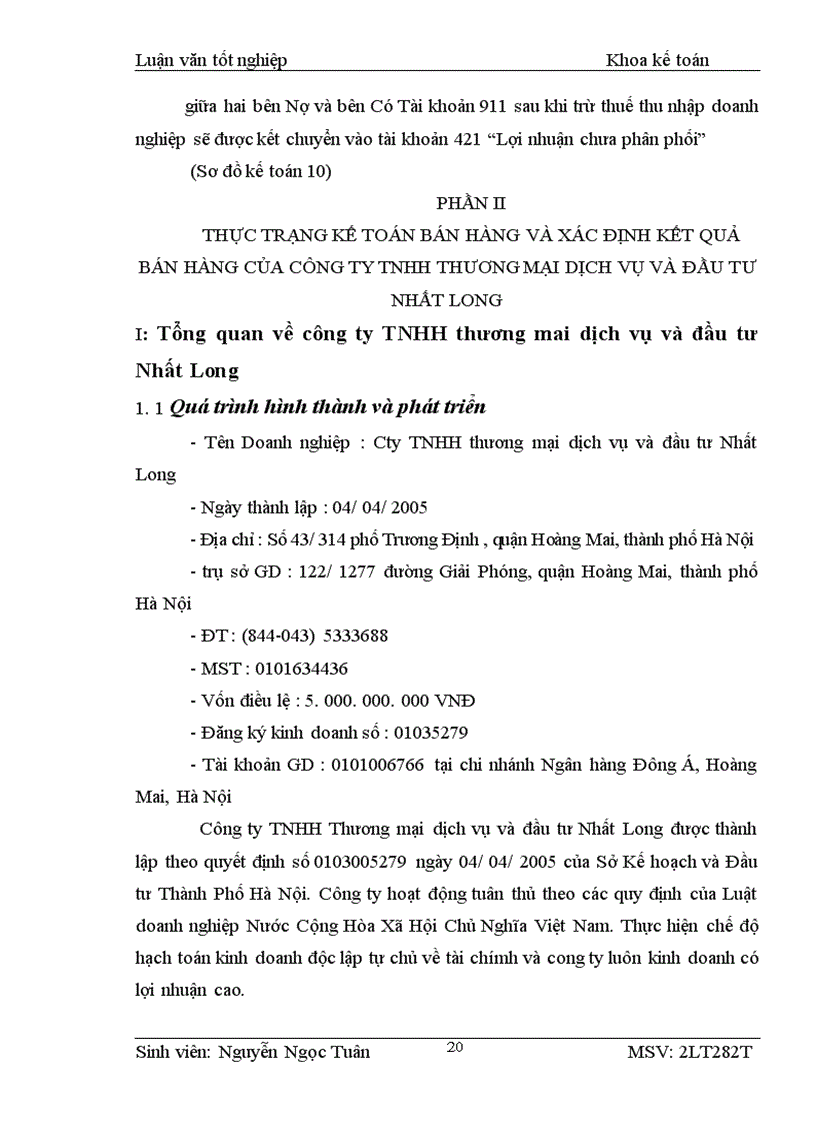 image for page Kế toán bán hàng và xác định kết quả bán hàng của công ty tnhh thương mại dịch vụ và đầu tư nhất long