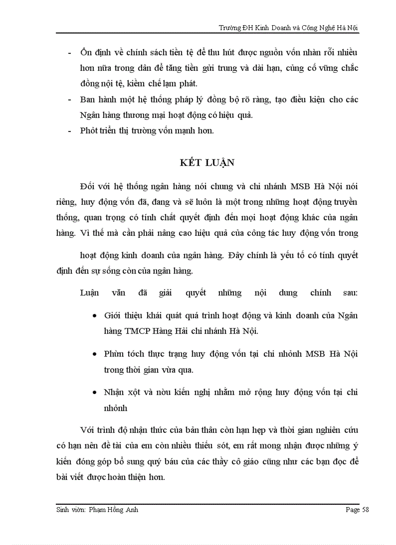 image for page Giải pháp tăng cường và kiến nghị mở rộng huy động vốn tại Ngân hàng TMCP Hàng Hải Hà Nội