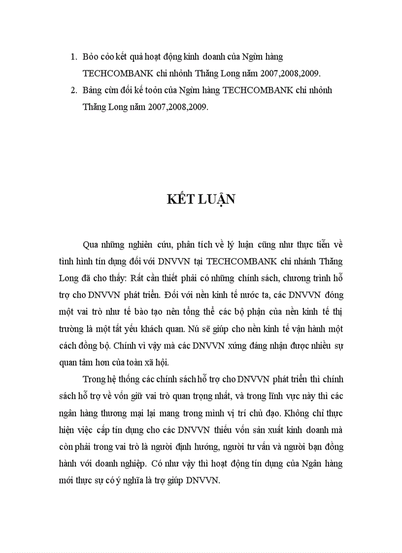 image for page Nâng cao hiệu quả cho vay đối với DNVVN tại Ngân Hàng TECHCOMBANK chi nhánh Thăng Long