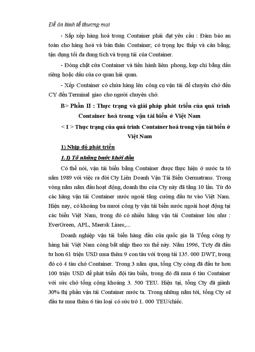 image for page Thực trạng và giải pháp phát triển của quá trình Container hoá trong vận tải biển ở Việt Nam