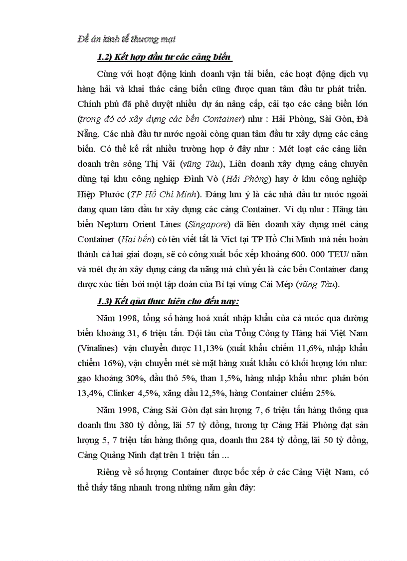 image for page Thực trạng và giải pháp phát triển của quá trình Container hoá trong vận tải biển ở Việt Nam