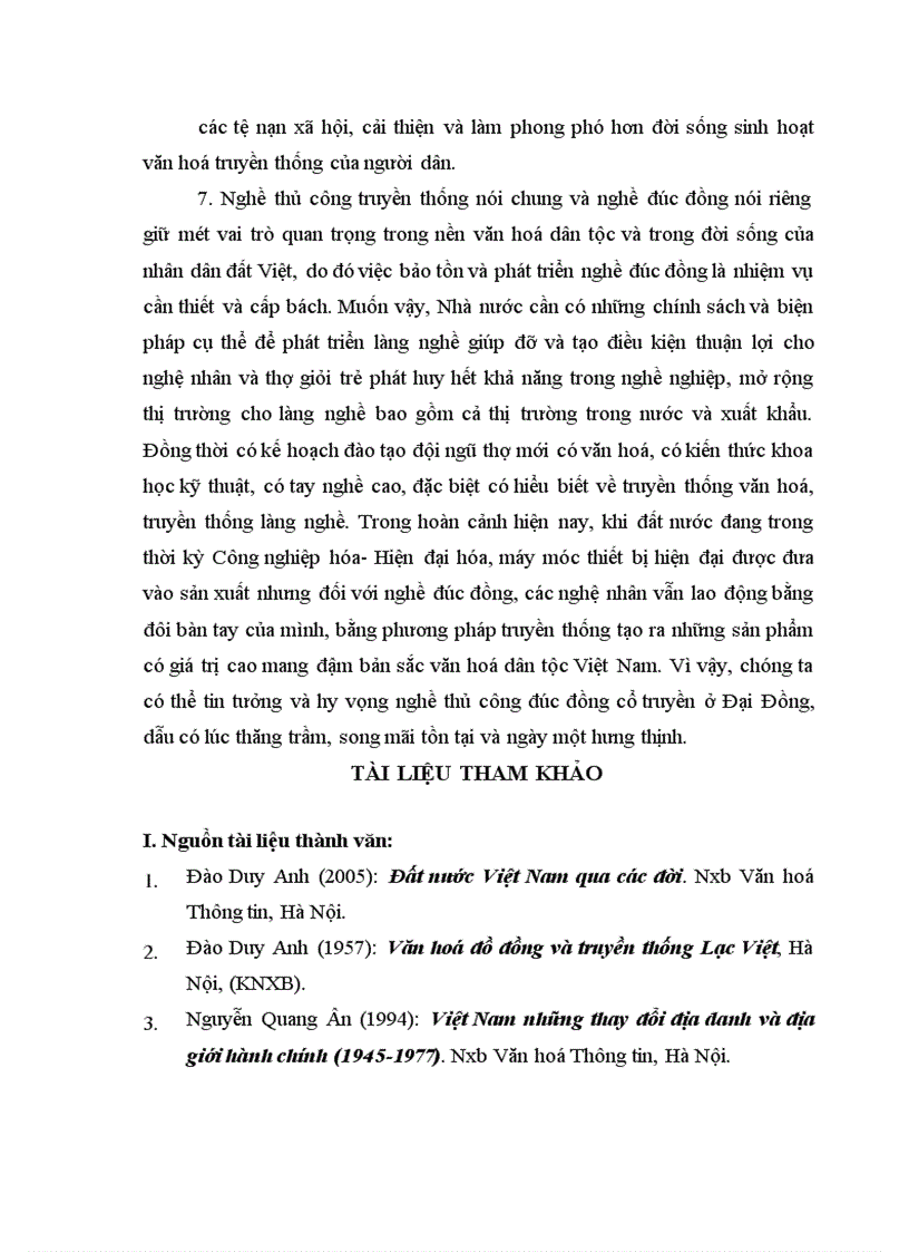 image for page Nghề đúc đồng ở xã Đại Đồng huyện Văn Lâm, tỉnh Hưng Yên - Truyền thống và hiện đại