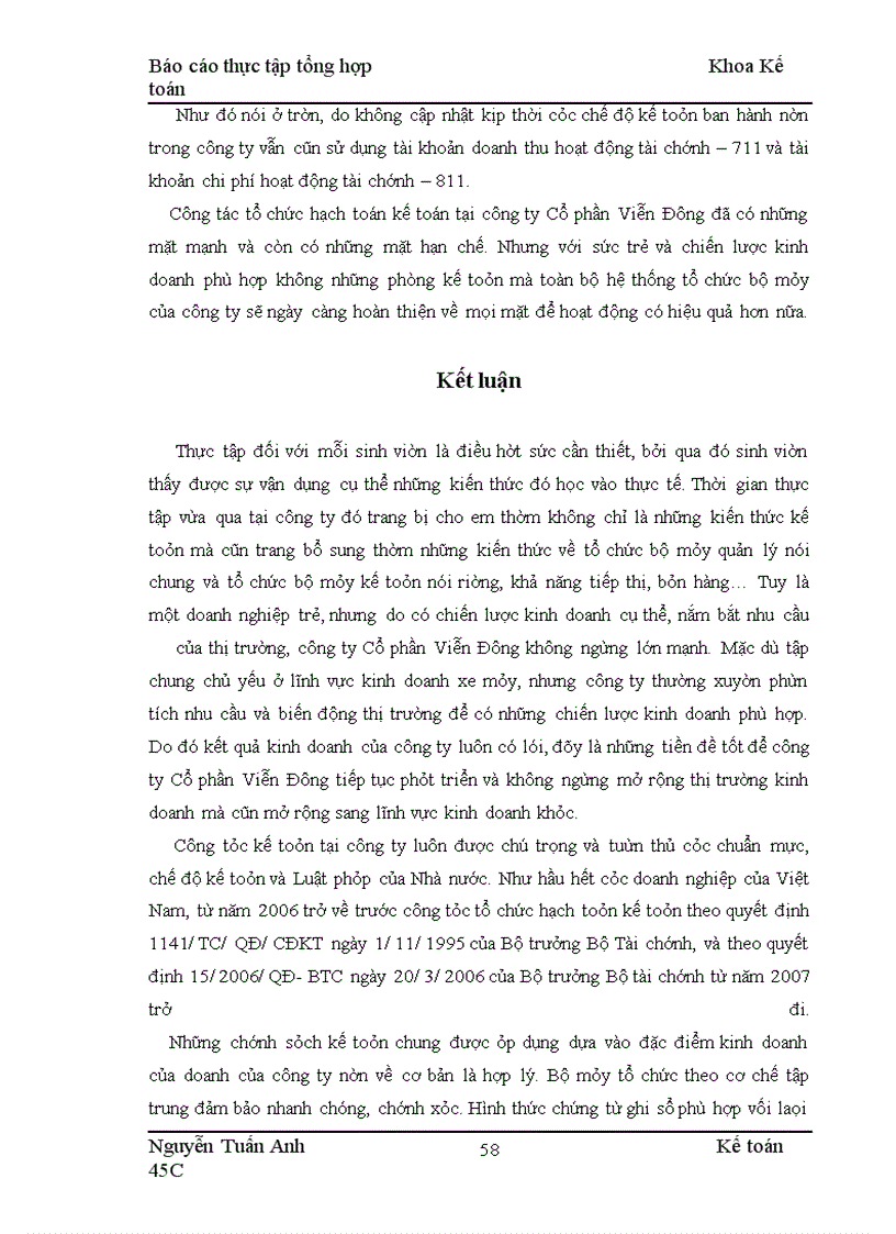 image for page Báo cáo thực tập tổng hợptại công ty Cổ phần Viễn Đông
