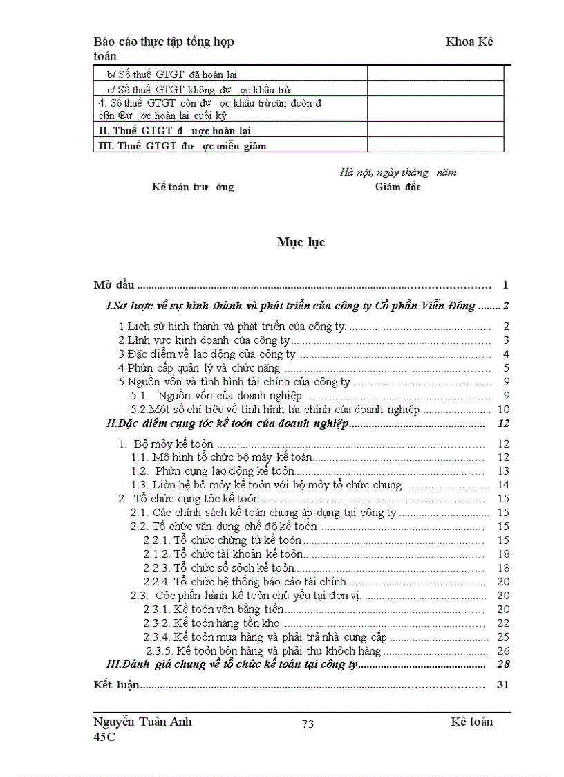image for page Báo cáo thực tập tổng hợptại công ty Cổ phần Viễn Đông