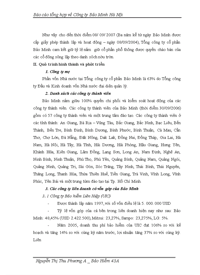 image for page Báo cáo tổng hợp về Công ty Bảo Minh Hà Nội