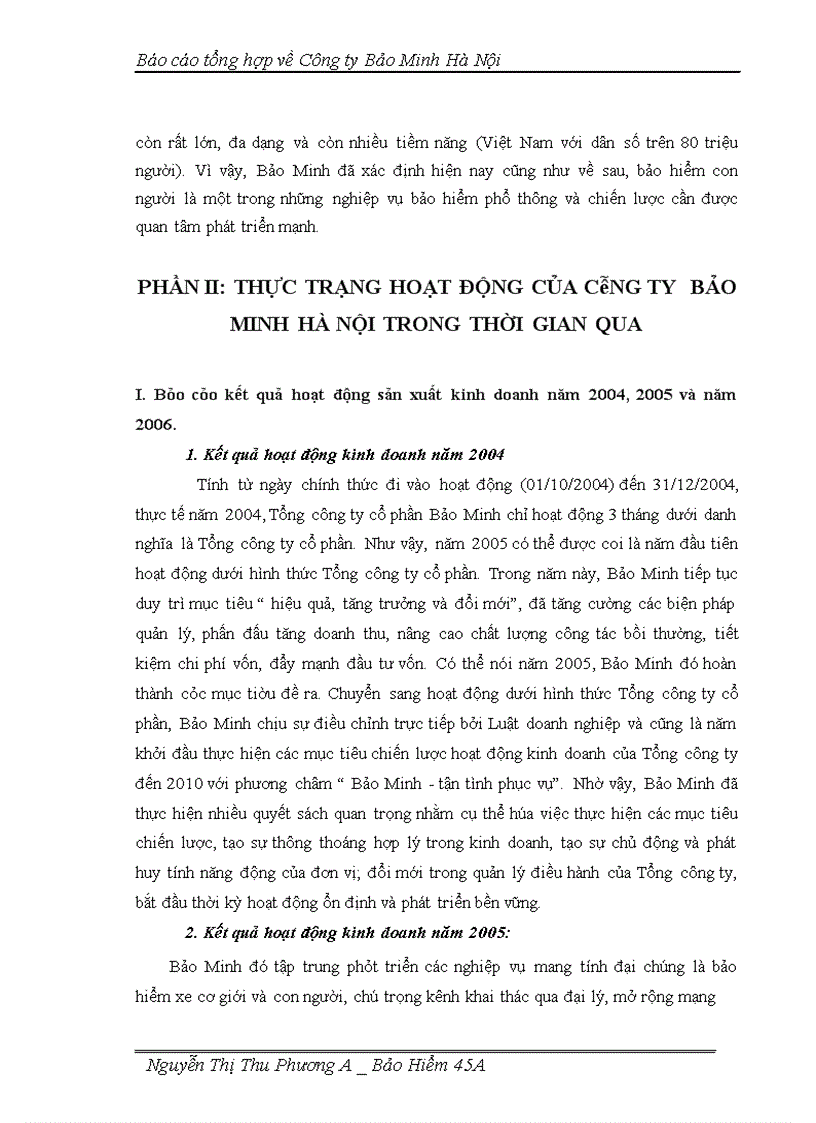 image for page Báo cáo tổng hợp về Công ty Bảo Minh Hà Nội