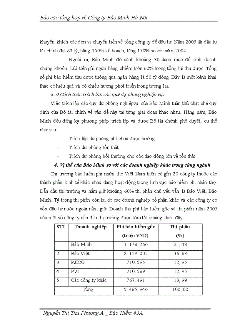 image for page Báo cáo tổng hợp về Công ty Bảo Minh Hà Nội