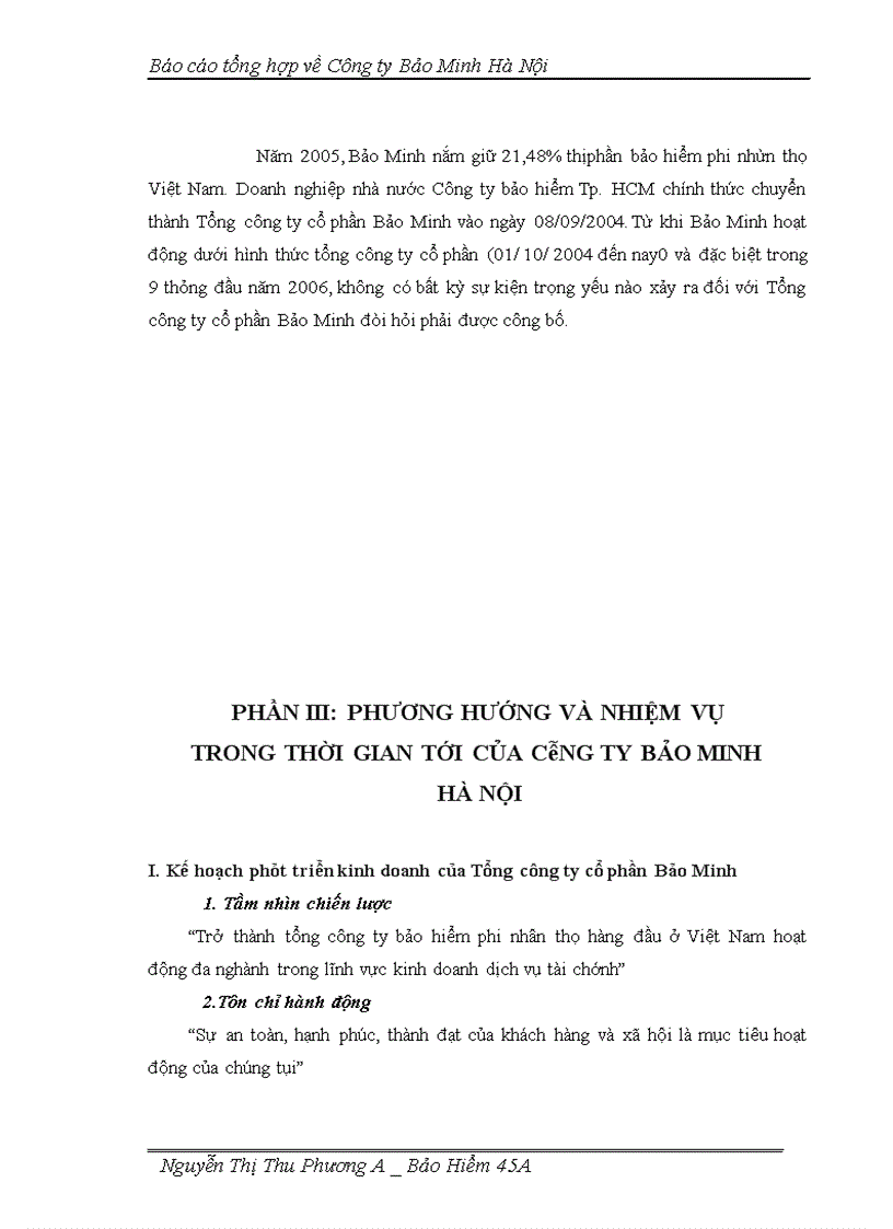 image for page Báo cáo tổng hợp về Công ty Bảo Minh Hà Nội