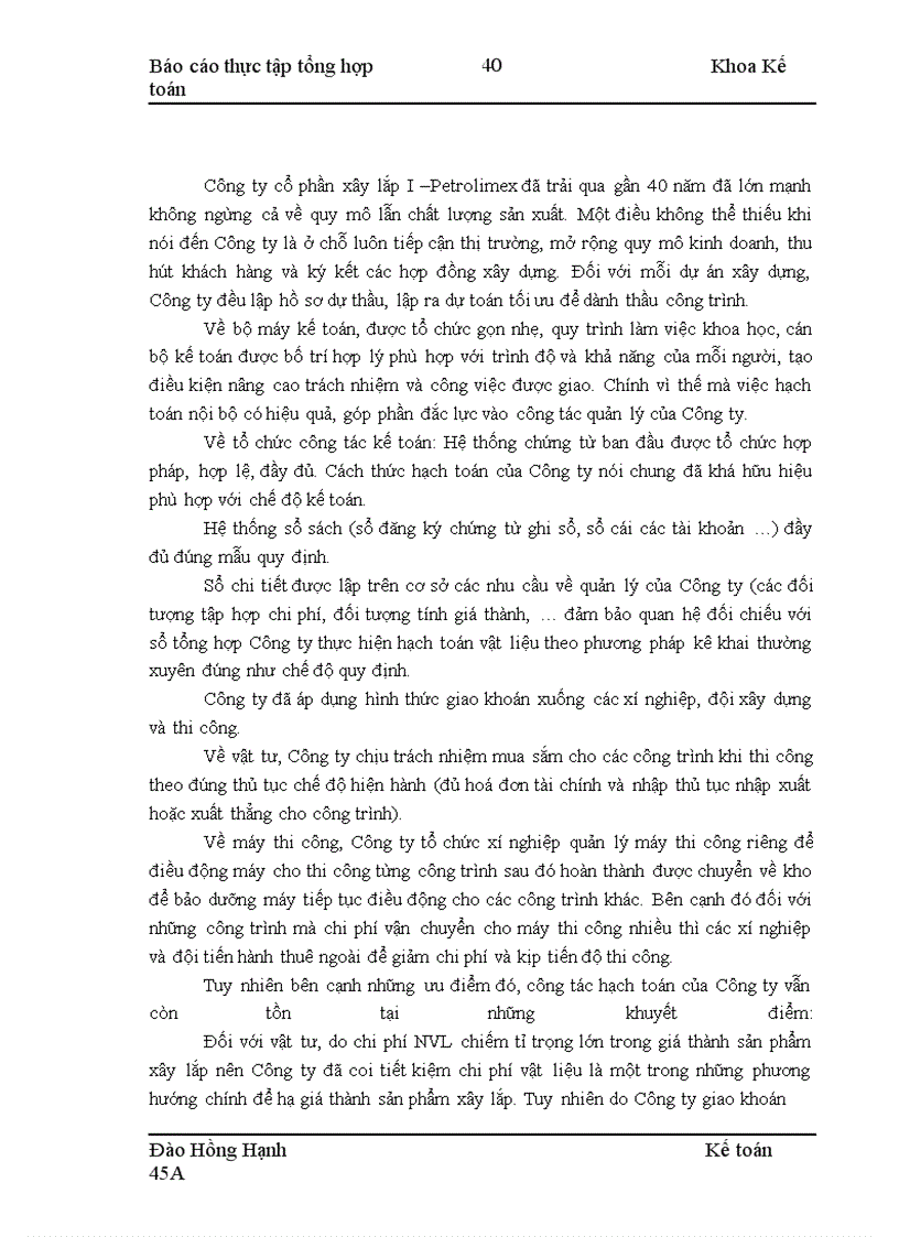 image for page Thực tập tại công ty cổ phần xây lắp I-Petrolimex