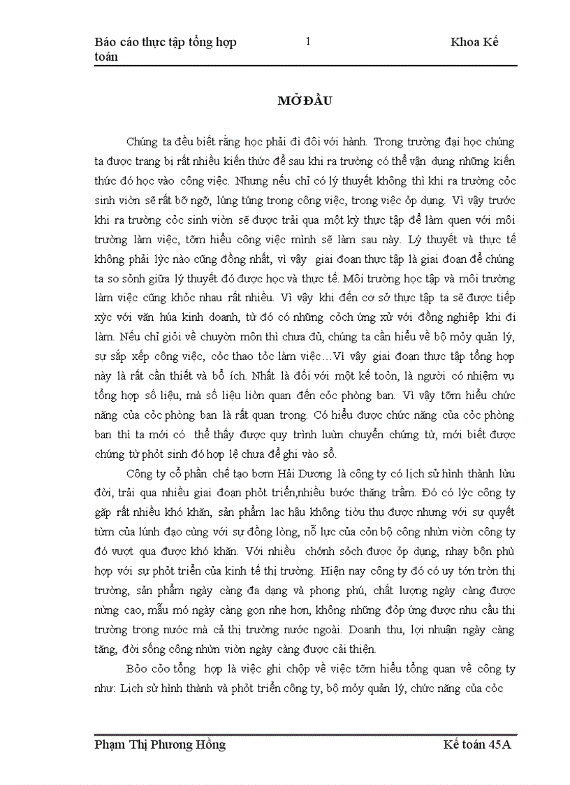 image for page Thực tập tổng hợp tại Công ty cổ phần chế tạo bơm Hải Dương