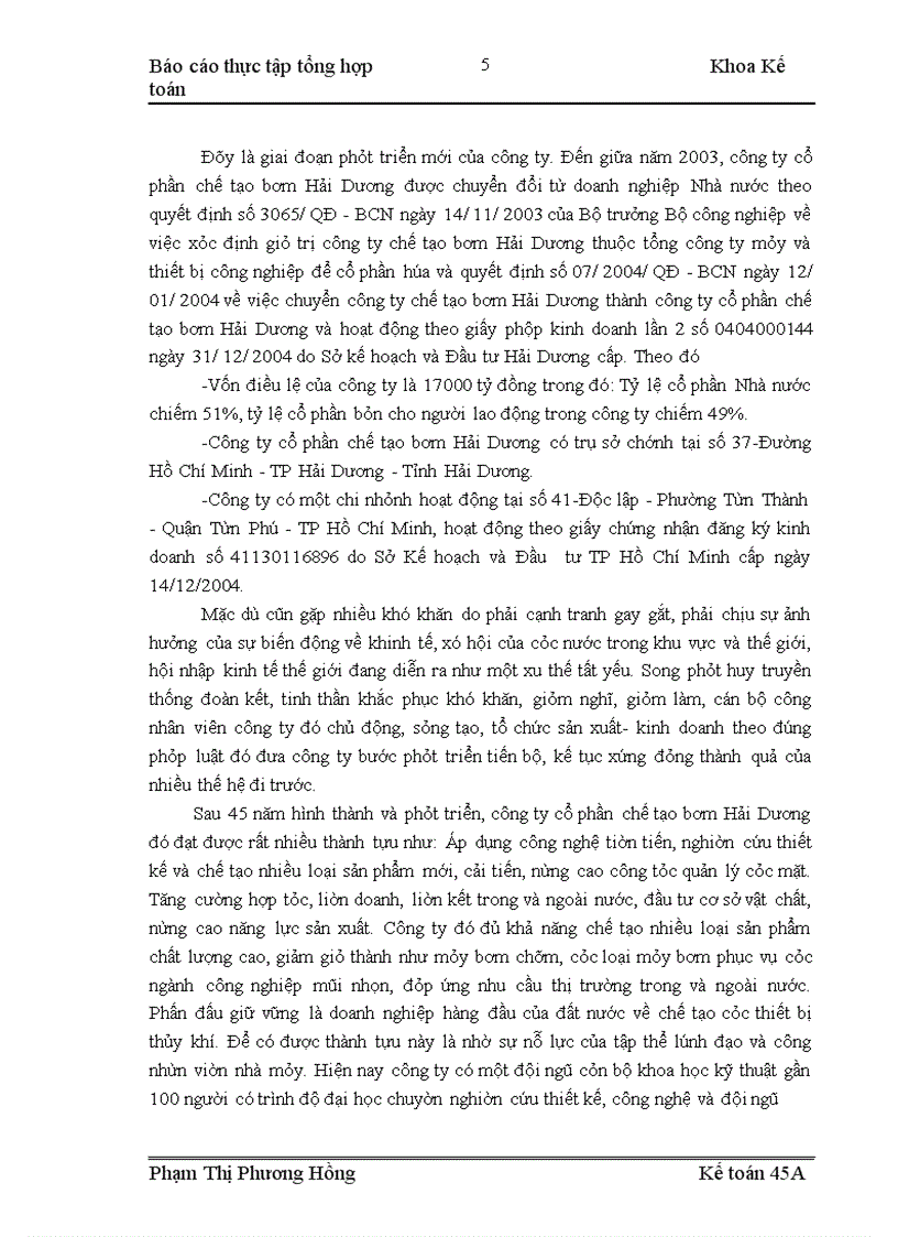 image for page Thực tập tổng hợp tại Công ty cổ phần chế tạo bơm Hải Dương