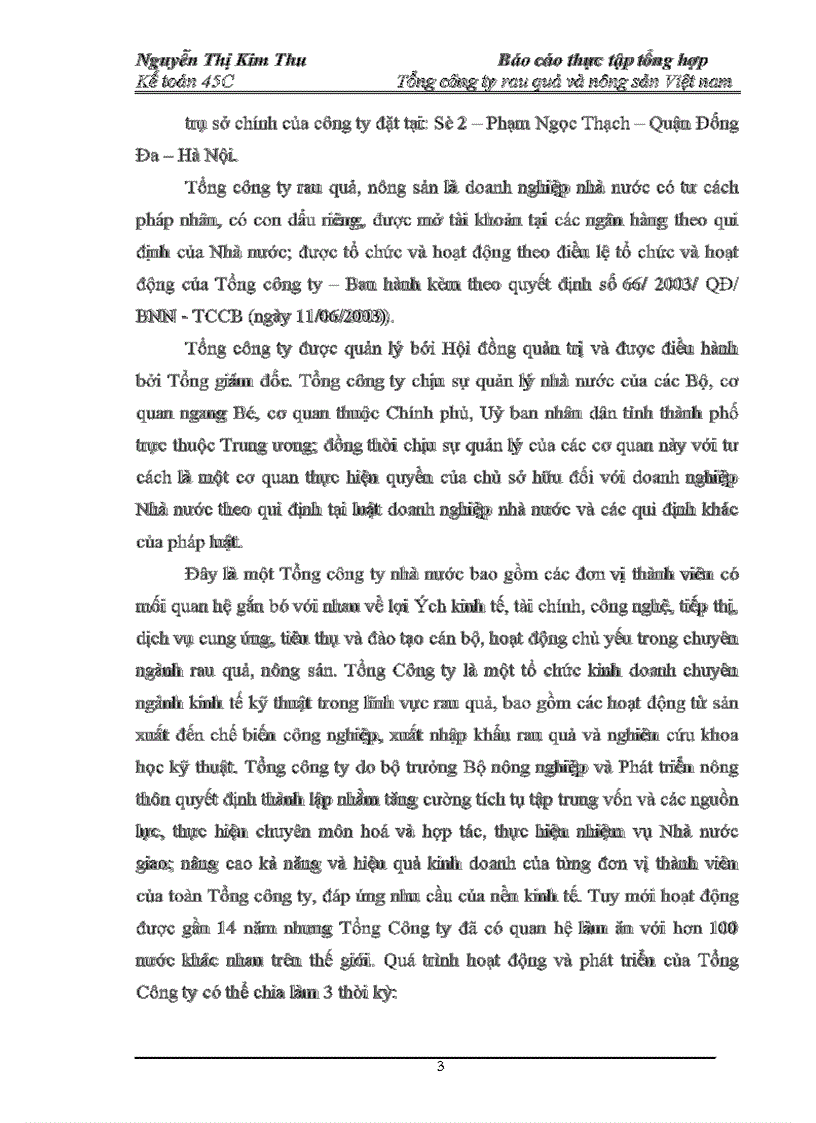 Báo cáo thực tập tổng hợp Tổng công ty rau quả và nông sản Việt nam