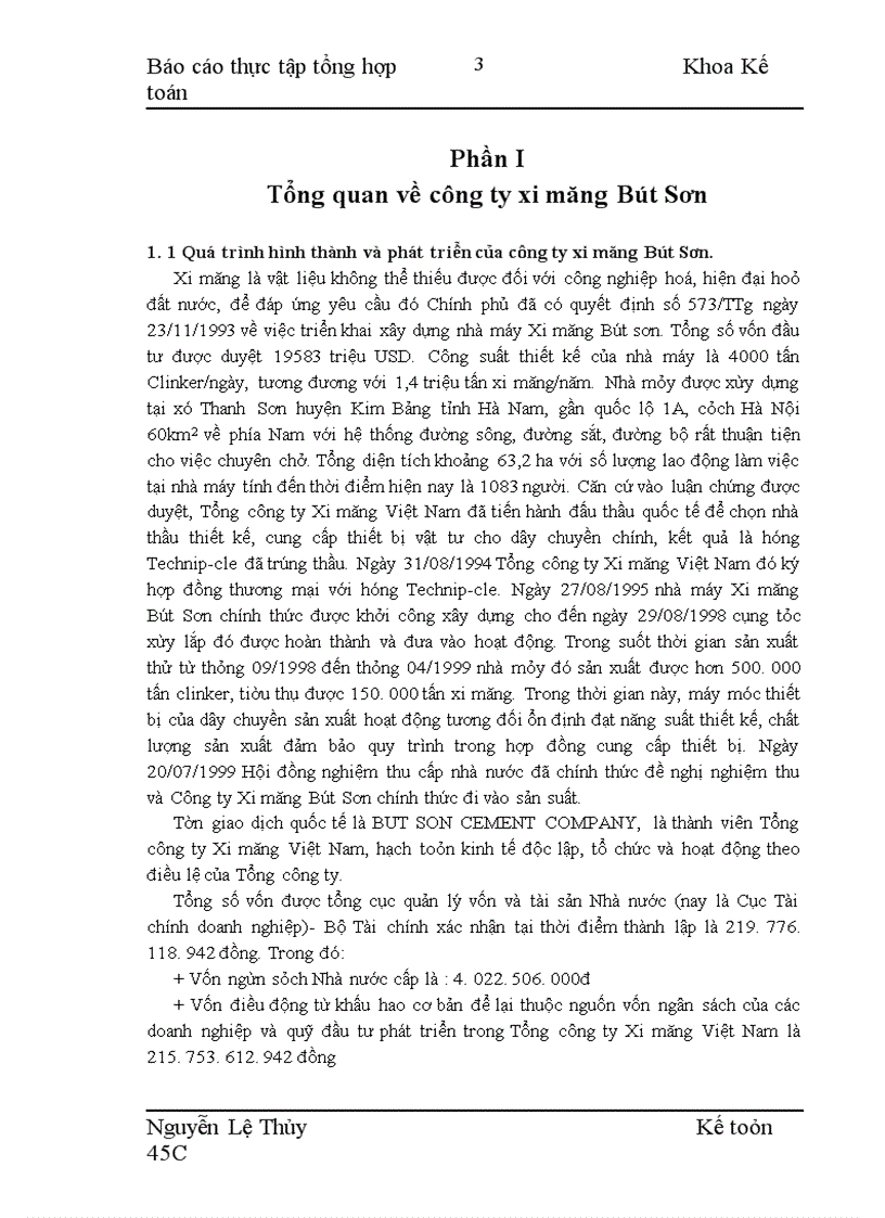 Báo cáo thực tập tổng hợp Công ty Xi măng Bút Sơn