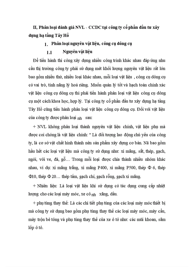image for page Công tác kế toán nguyên vật liệu tại Công ty cổ phần đầu tư xây dựng hạ tầng Tây Hồ