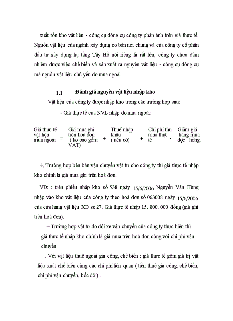 image for page Công tác kế toán nguyên vật liệu tại Công ty cổ phần đầu tư xây dựng hạ tầng Tây Hồ