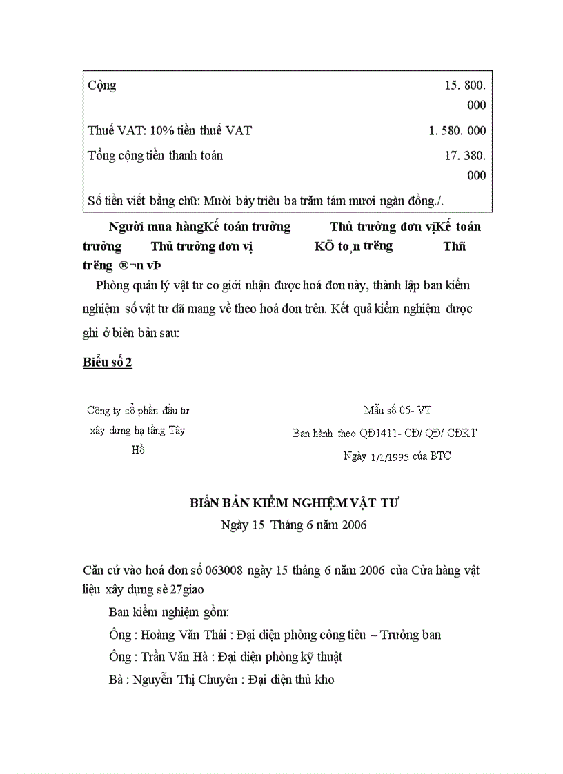 image for page Công tác kế toán nguyên vật liệu tại Công ty cổ phần đầu tư xây dựng hạ tầng Tây Hồ