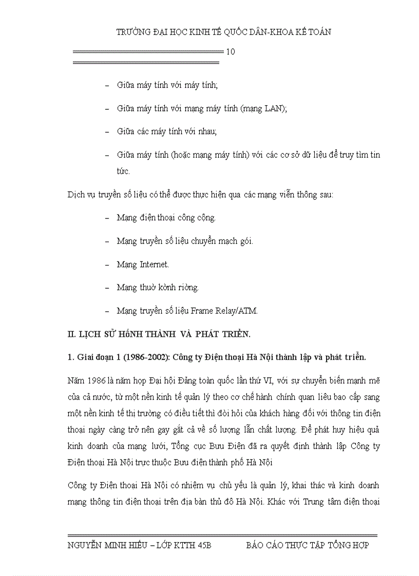 image for page Báo cáo thực tập tại Công ty điện thoại Hà Nội 1