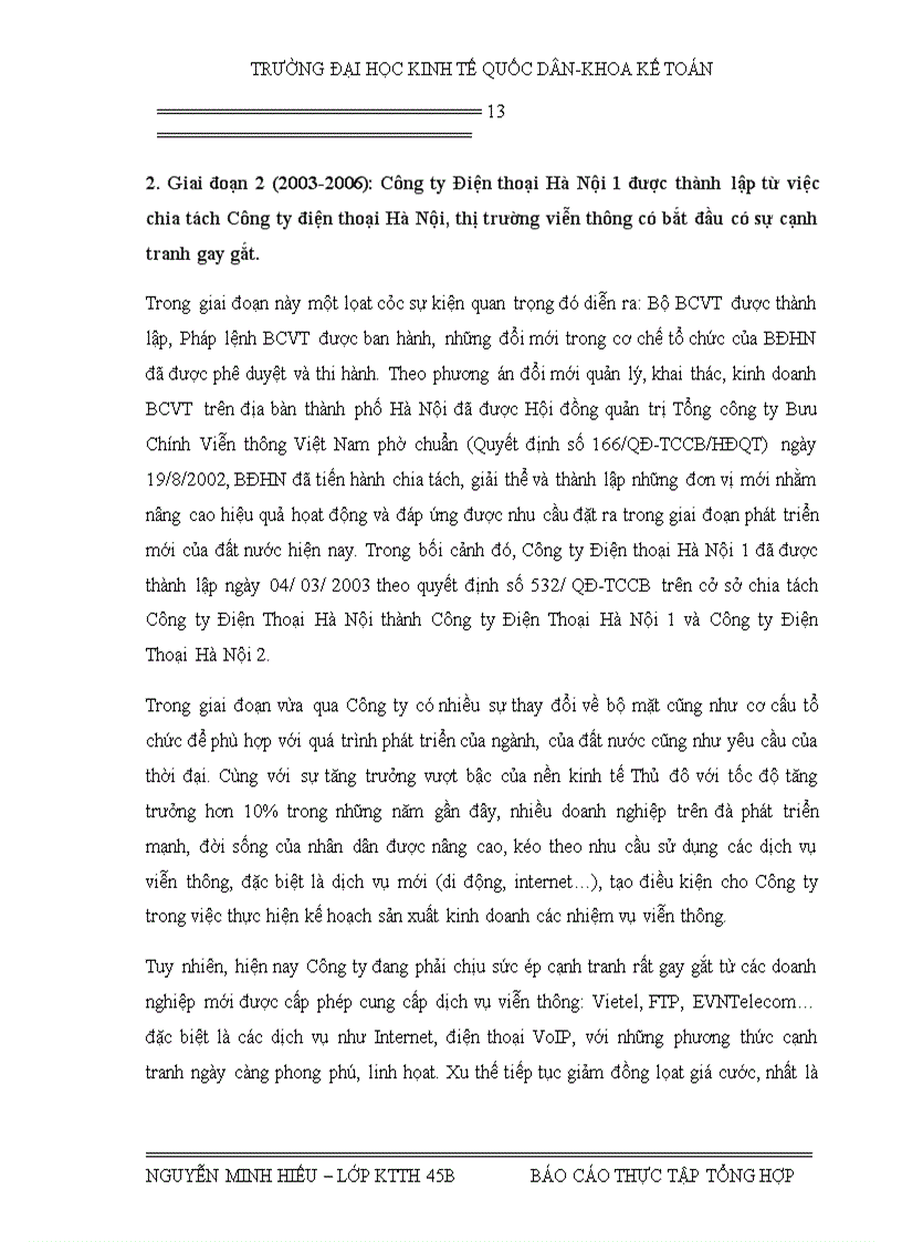 image for page Báo cáo thực tập tại Công ty điện thoại Hà Nội 1