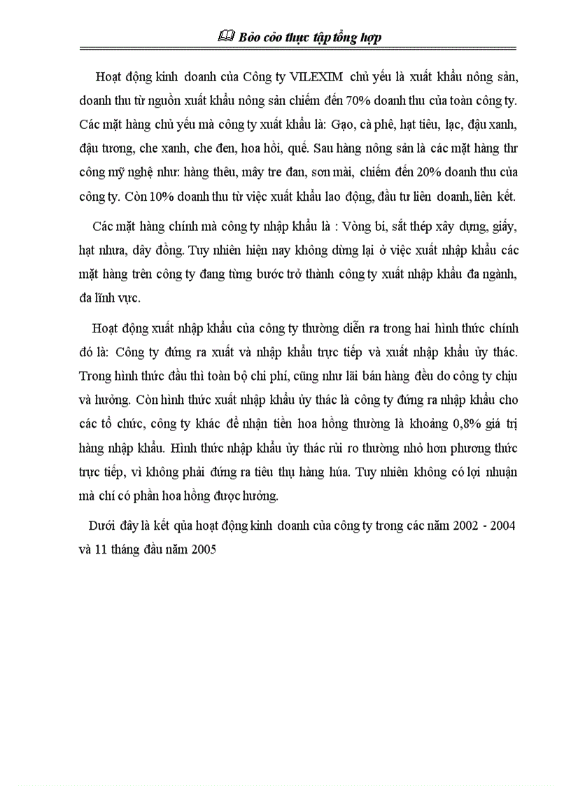 image for page Báo cáo thực tập tổng hợp Công ty cổ phần xuất nhập khẩu và hợp tác đầu tư Vilexim