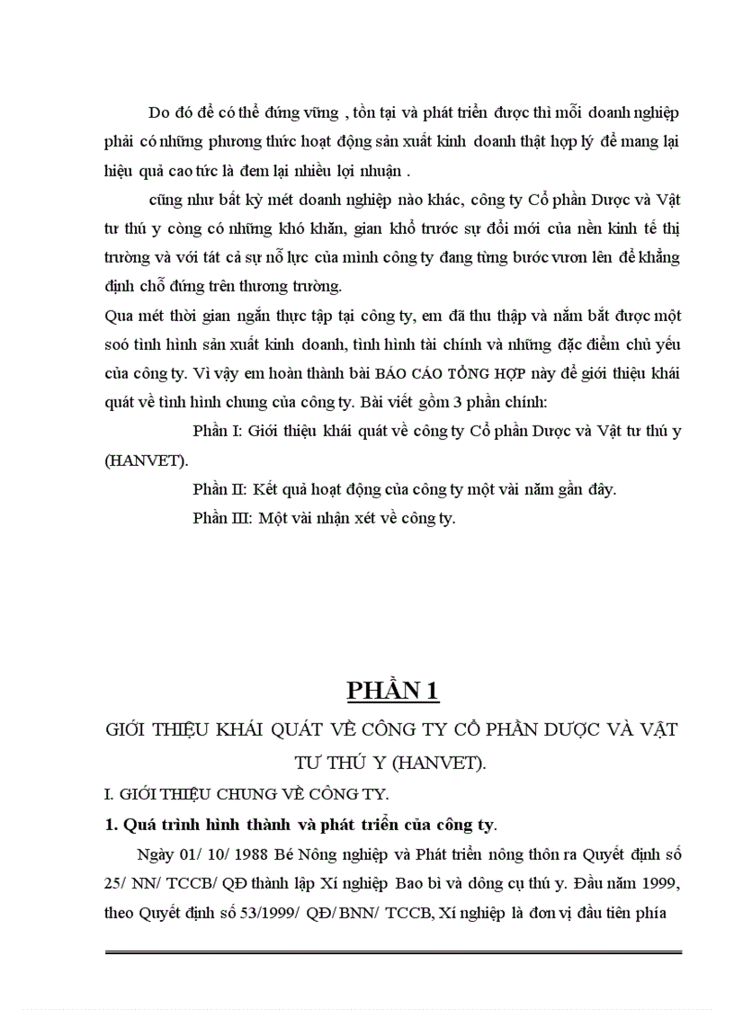 image for page Báo cáo thực tập tổng hợp tại công ty cổ phần Dược và vật tư thú y (HANVET)