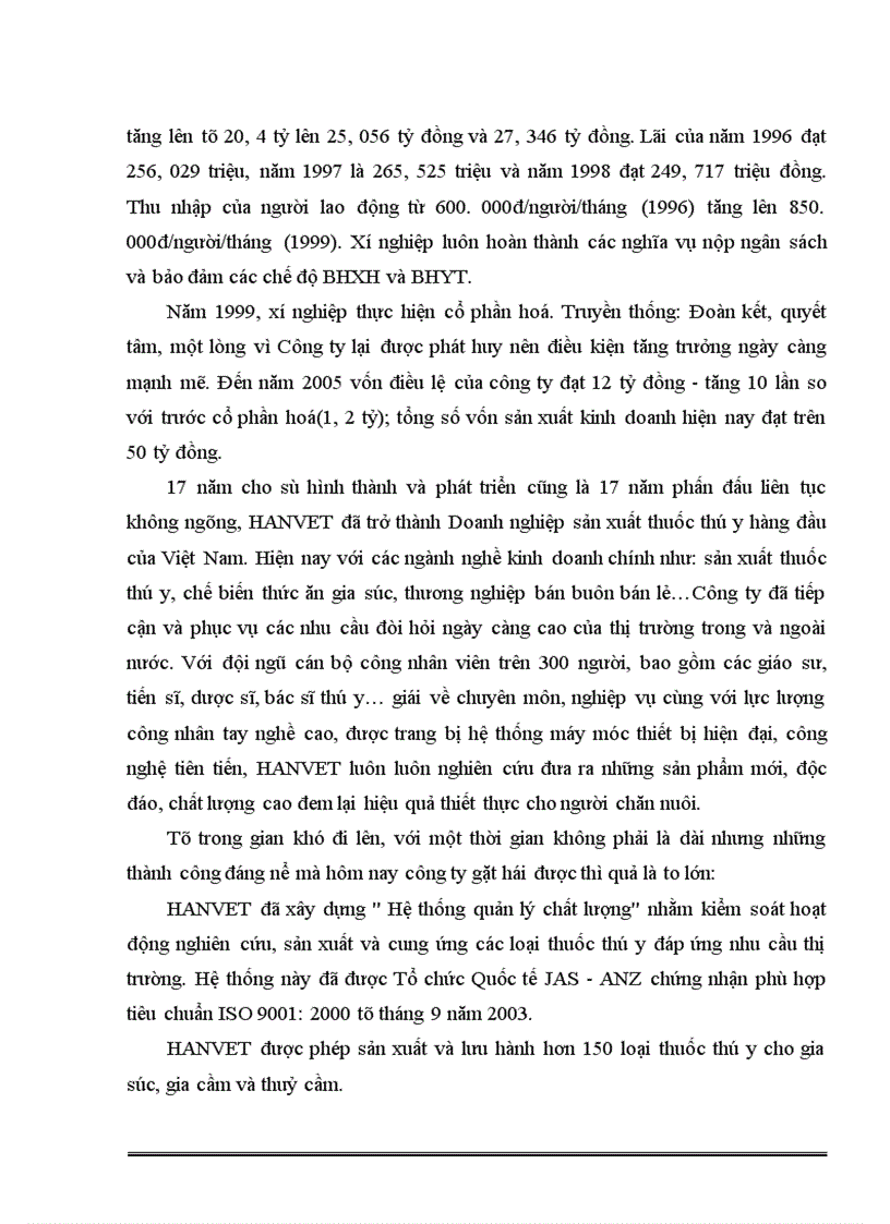 image for page Báo cáo thực tập tổng hợp tại công ty cổ phần Dược và vật tư thú y (HANVET)