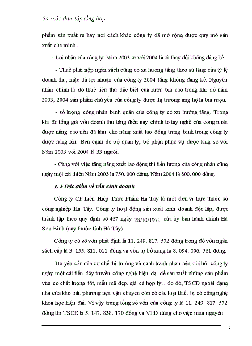 image for page Báo cáo thực tập tổng hợp Công ty cổ phần liên hợp thực phẩm Hà Tây